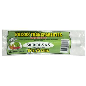 Bolsa transparente MULTINALPLAST semicortadas 18x25 x50 unds