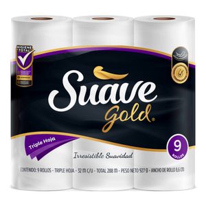 Papel higiénico SUAVE GOLD 9 rollos x288 metros