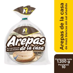 Arepa M blancas de la casa sin sal 10 unds x1200 g