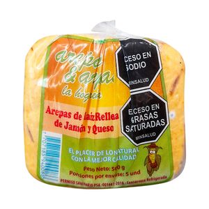 Arepa AREPAS & AREPAS rellena de jamón y queso 5 unds x 500 g