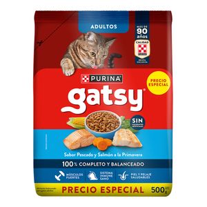 Alimento para gato GATSY adulto pescado-salmon x500 g precio especial