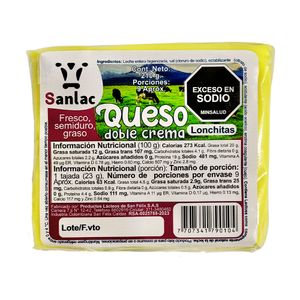 Queso SANLAC doble crema tajado x210 g