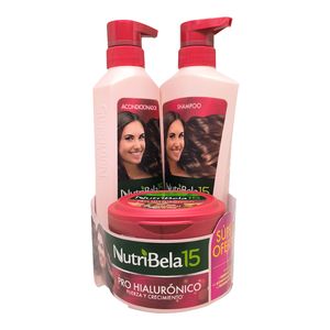 Shampoo NUTRIBELA pro hialuronico x400 ml + acondicionador x370 ml + tratamiento x300 ml
