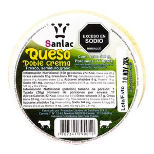 Queso SANLAC doble crema x500 g