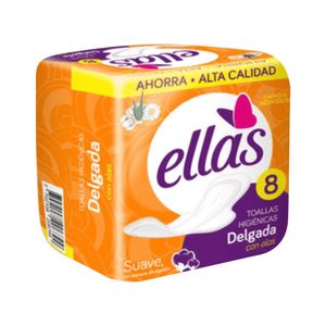 Toallas higiénicas ELLAS delgada x8 unds