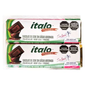 Chocolatina ITALO sin azúcar 2 unds x46 g c/u