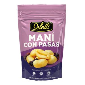 Maní SELETTI salado con uvas pasas x200 g