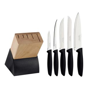 Juego de cuchillos TRAMONTINA x6 piezas + taco de madera