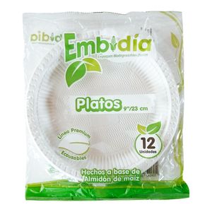 Plato desechable EMBIDIA 23 cm x12 unds