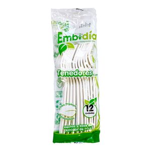 Tenedor desechable EMBIDIA 15 cm x12 unds