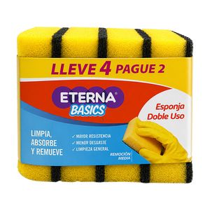 Esponja ETERNA doble uso basic x4 unds