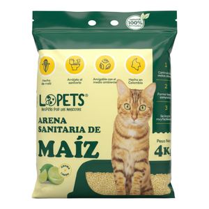 Arena para gato LOPETS maíz limón x4000 g