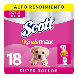 Papel higiénico SCOTT rindemax 18 rollos x28 metros c/u