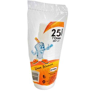 Vaso desechable TROFORMAS blanco 7 onzas x25 unds