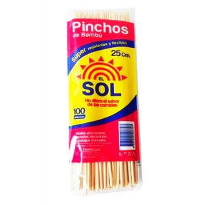 Palillo pincho EL SOL bambú 25 cm x100 unds